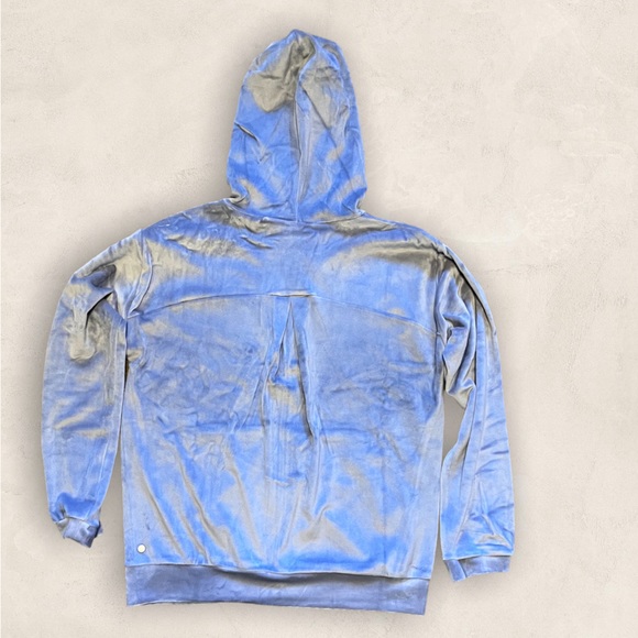 Zella Velour Crushed Velvet Full-Front Zipper Hooded Jacket, Grey Dapple M(8/10) - Picture 4 of 14